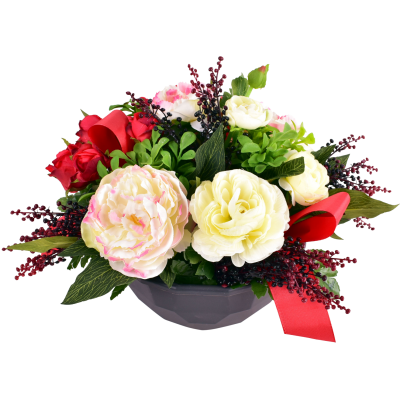 Pivoine Renoncule Rose Baies