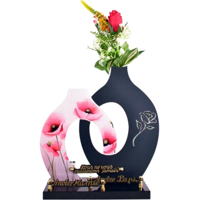 Double Vase Pavots rouges