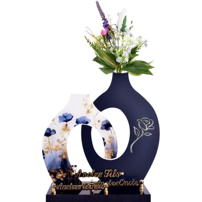 Double Vase Cosmos Bleu