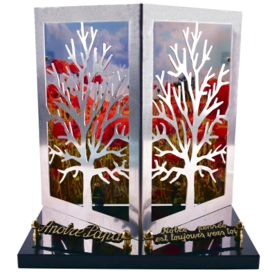 Arbre inox relief coquelicots