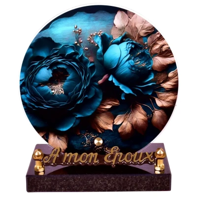 Rond pastel pivoine bleue