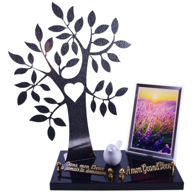 ARBRE INOX Façon Cuir Oiseau cadre lavande
