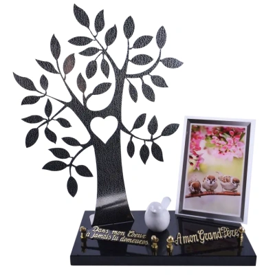 ARBRE INOX Façon Cuir Oiseau cadre 3 oiseaux