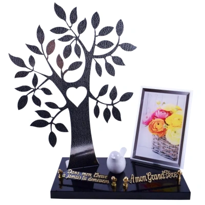 ARBRE INOX Façon Cuir Oiseau cadre panier