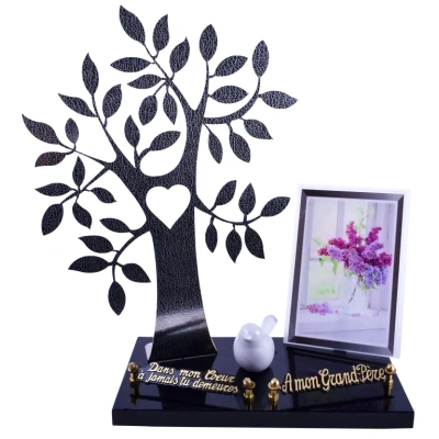 ARBRE INOX Façon Cuir Oiseau cadre vase lilas