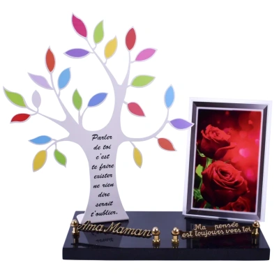 ARBRE INOX poudré Cadre Roses Rouges