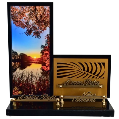 Cadre vertical insert doré Le lac