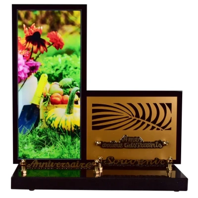 Cadre vertical insert doré Le jardin