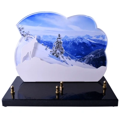 Plaque découpée neige et sapin