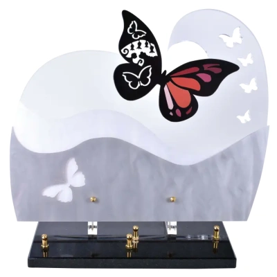Double vague nacré décor inox papillon
