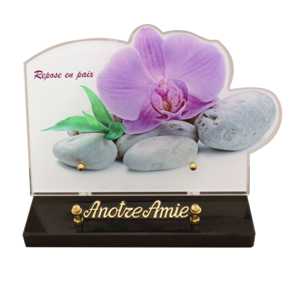 Orchidée lilas galets gris