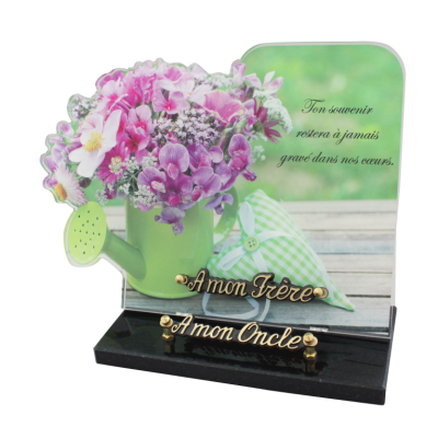 Orchidée et arrosoir vert