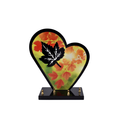 Coeur black line feuilles automne