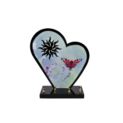 Coeur black line papillon fleurs