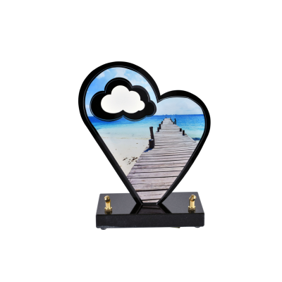 Coeur black line ponton mer